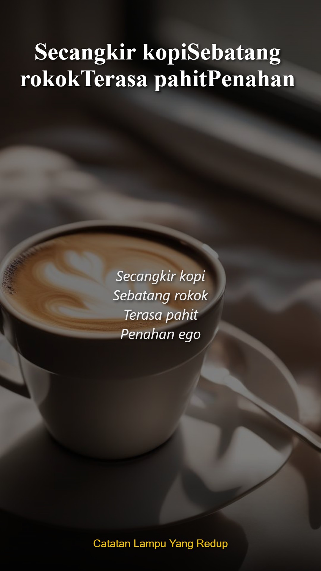 Secangkir kopiSebatang rokokTerasa pahitPenahan